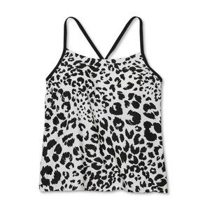 Womens Post Mastectomy Scoop Neck Tankini Top Kona Sol Leopard Print Black Large